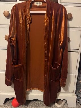 Haptics Copper Velvet Long Cardigan. Large.